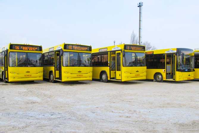 автобусы стоят на стоянке