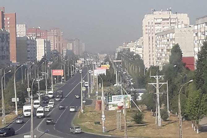 смог в воздухе в Автозаводском районе