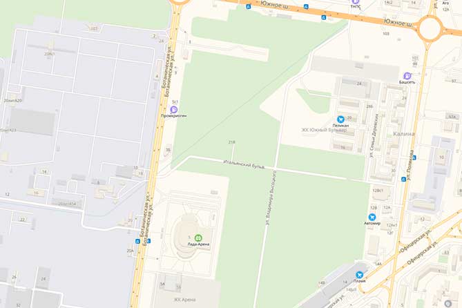 улица Высоцкого на карте в Автозаводском районе