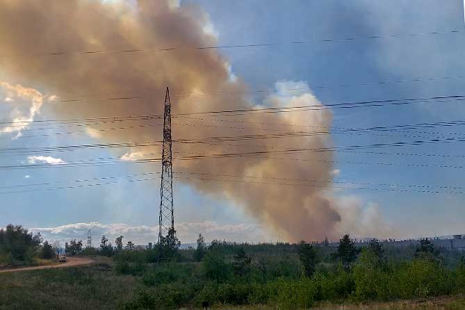 дым в лесу в Комсомольском районе