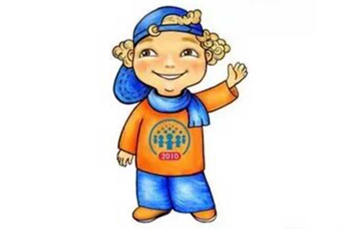 талисман - веселый мальчуган в футболке с эмблемой ВПН-2010