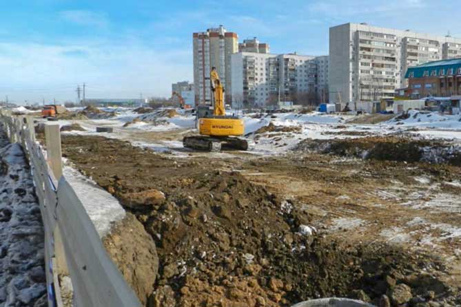строительство дороги на Офицерской в феврале 2020 года