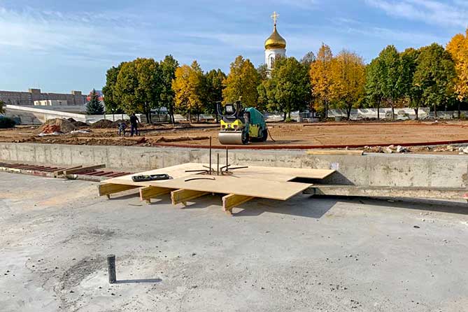 строительство сквера имени Жилкина 28 сентября 2020 года
