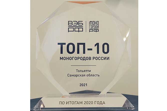 награда Топ-10 моногородов России