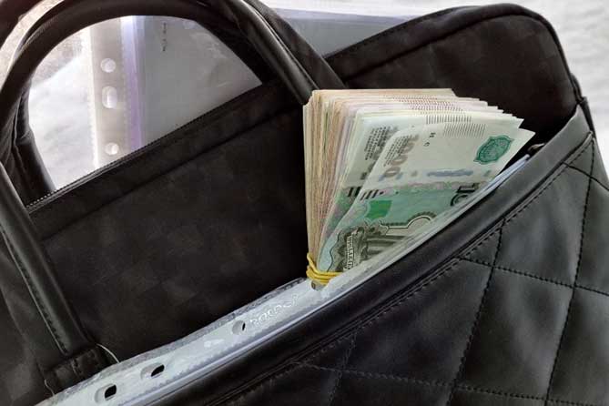 деньги в сумке