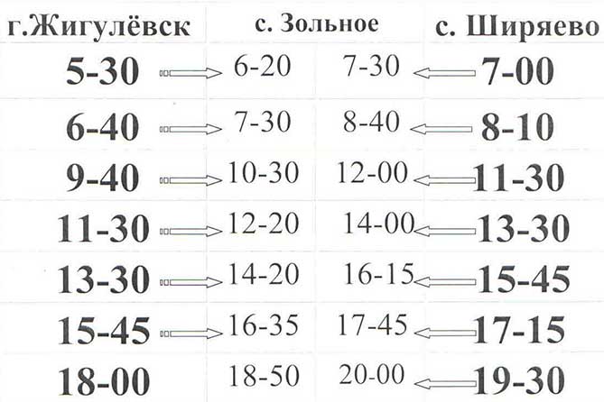 расписание автобуса №9 в Жигулевске