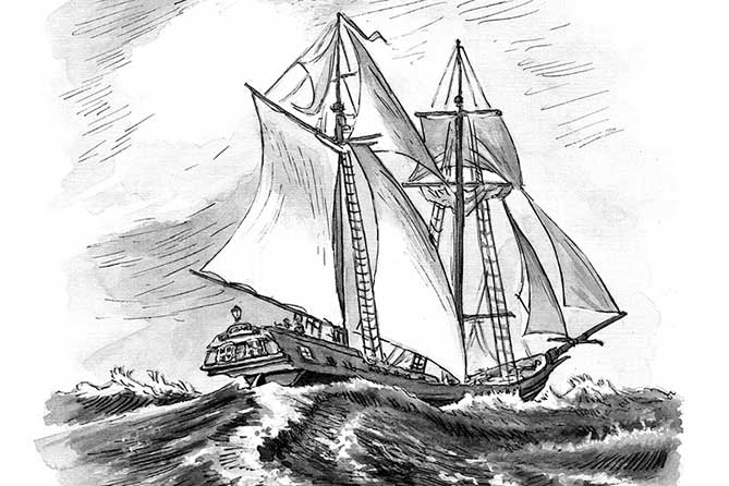рисунок корабля для книги