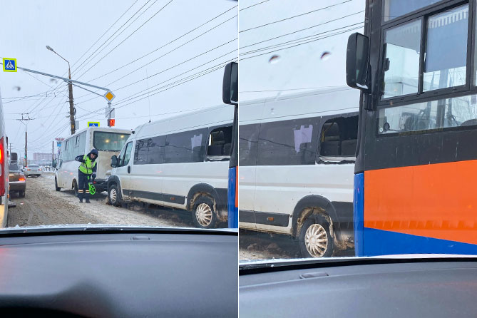 столкнулись автобус и маршрутка