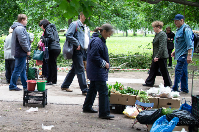 пенсионеры продают зелень