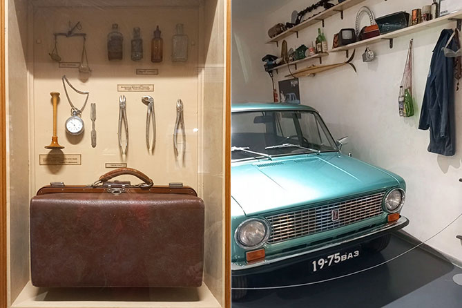 зубоврачебные инструменты и машина ВАЗ-2101 в музее