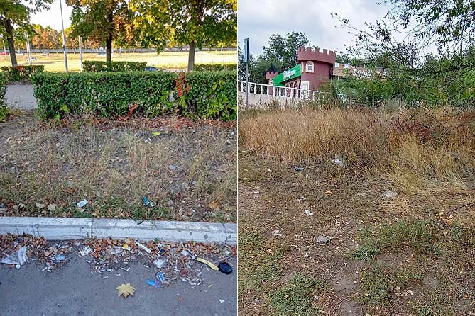 мусор тротуар улица оптимистов спуск набережная трава мусор на тротуаре