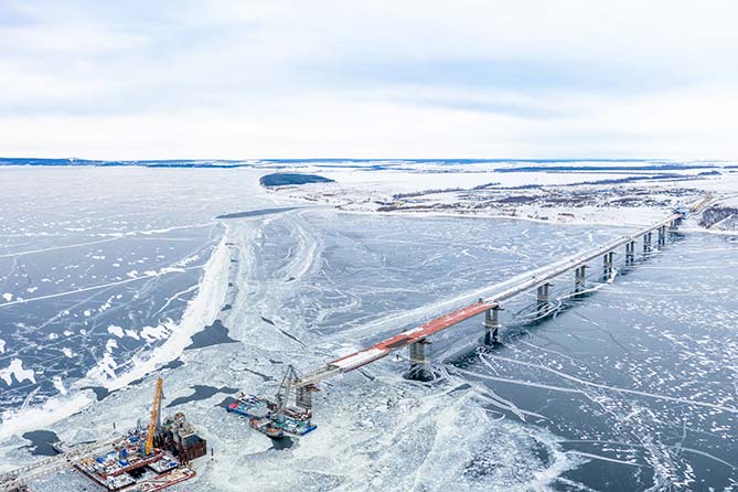 мост волга климовка строительство 15-12-2023 надвижка надвижка моста через Волгу