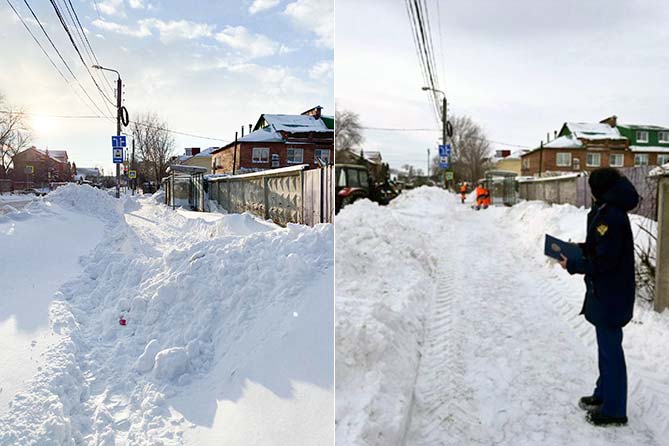 уборка снега на улице Комсомольской