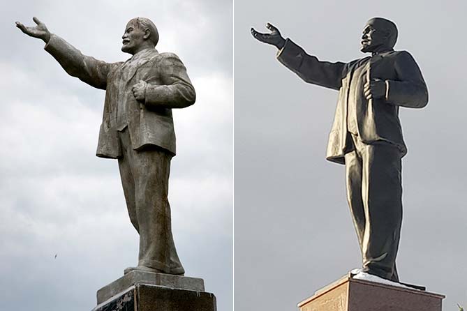 памятник Ленину до и после реставрации