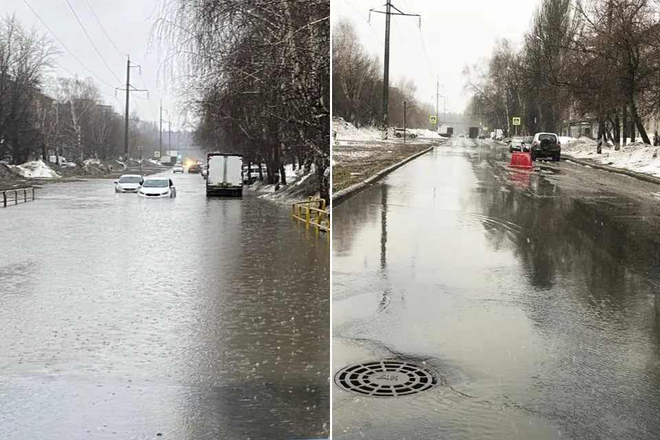 улица Карбышева до и после ликвидации подтопления
