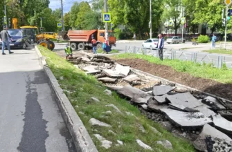 ремонт тротуара на улице Ленинградской