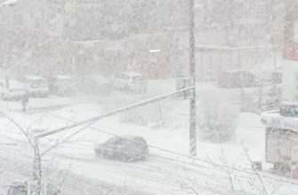 снегопад в городе