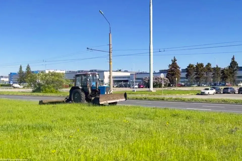 покос травы на Южном шоссе