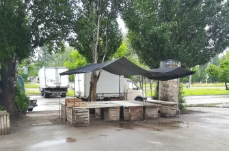 торговая палатка на тротуаре
