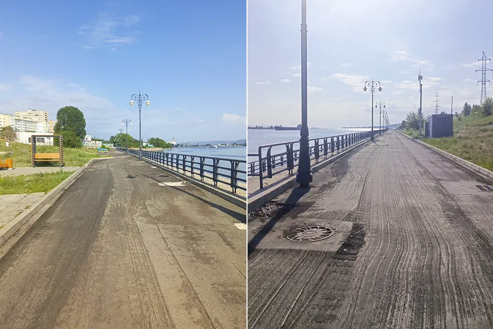 ремонт дорожного полотна на набережной