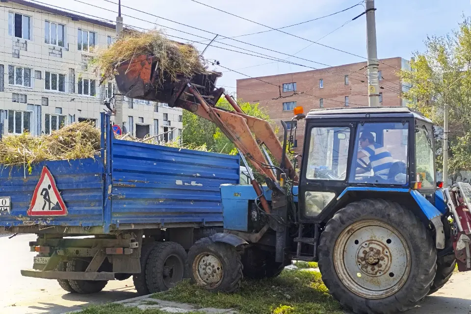 погрузка собранной травы