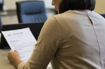 женщина читает кредитный договор