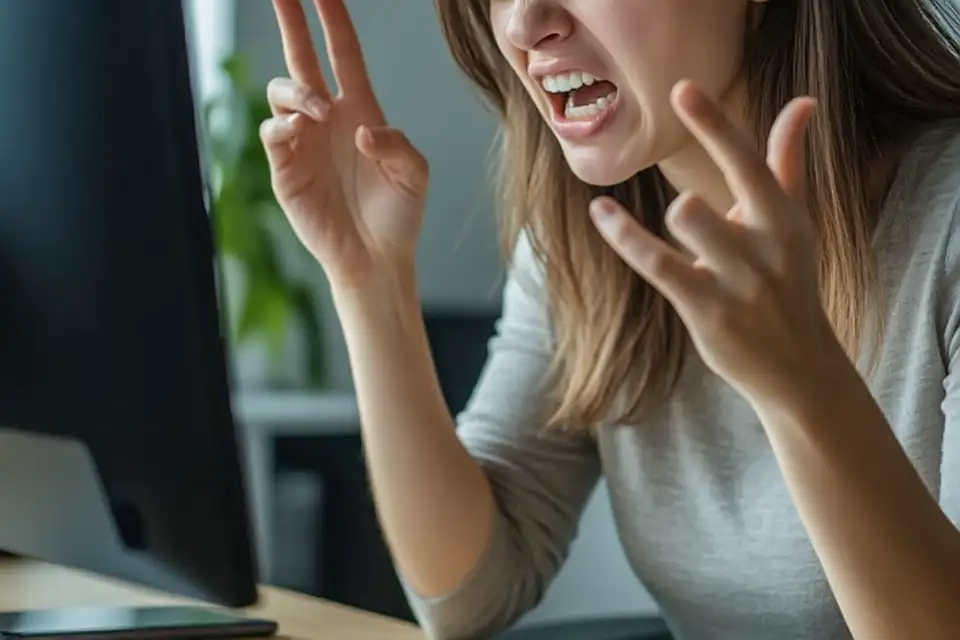 девушка проходит собеседование