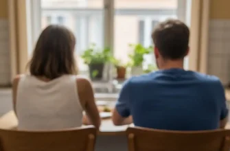 девушка с мужчиной за кухонным столом