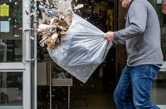 мужчина вставил петарду в пакет с мусором