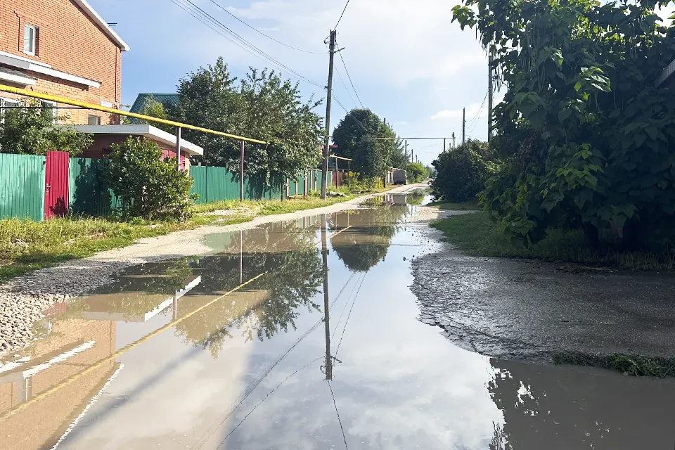 тимофеевка улица дорога лужа грязь лужа на дороге в Тимофеевке