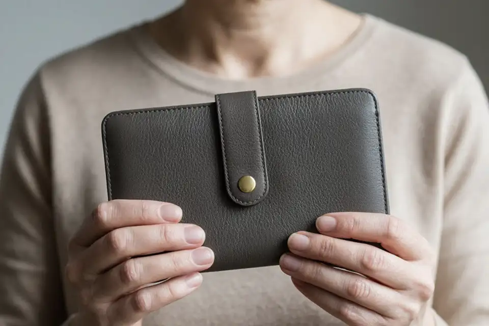 кошелек в руках женщины