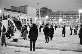 дети и взрослые гуляют в новогоднюю ночь