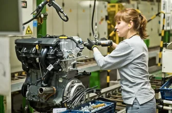 женщина собирает двигатель на автовазе