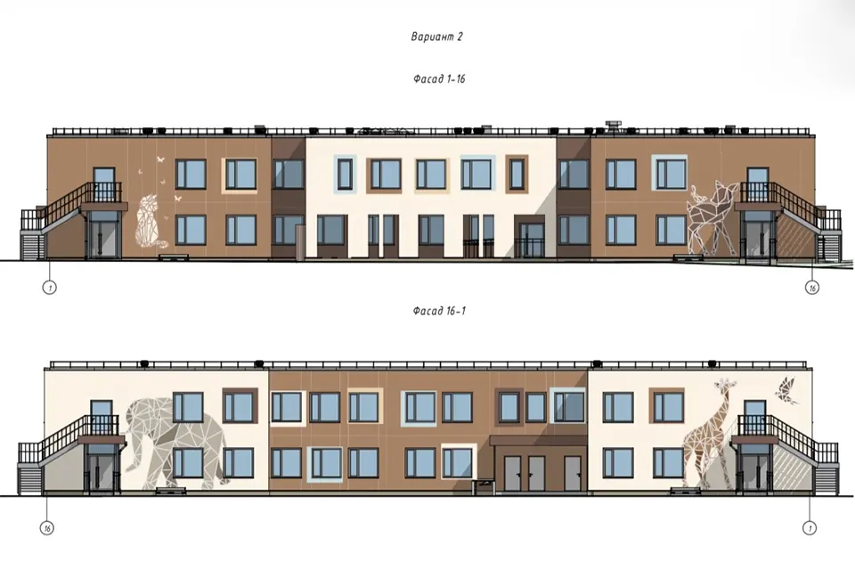 вариант 2 оформления фасада детсада