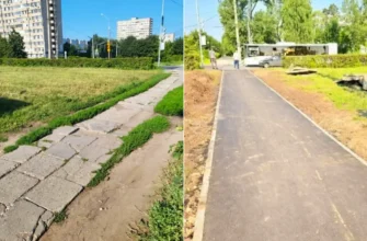 новое асфальтовое покрытие на пешеходной дорожке
