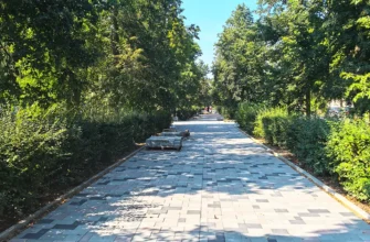 новая брусчатка на аллее улицы Жилина
